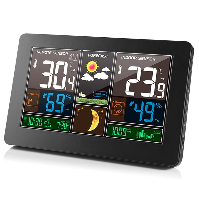 Color screen weather clock 3378 weather forecast clock radio wave indoor and outdoor temperature LED electronic clock - V.I.P Digital Presence