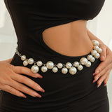 Fashion design imitation pearl tassel waist chain female creative round bead splicing body chain - V.I.P Digital Presence
