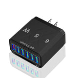 Cargador de teléfono móvil estándar coreano de carga rápida de 65 W, cargador de viaje con cabezal de carga rápida multipuerto de 6 USB 