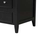 30" Bathroom Vanity with Sink, Bathroom Vanity Cabinet with Three Drawers and Door, Solid Wood and MDF, Black - V.I.P Digital Presence