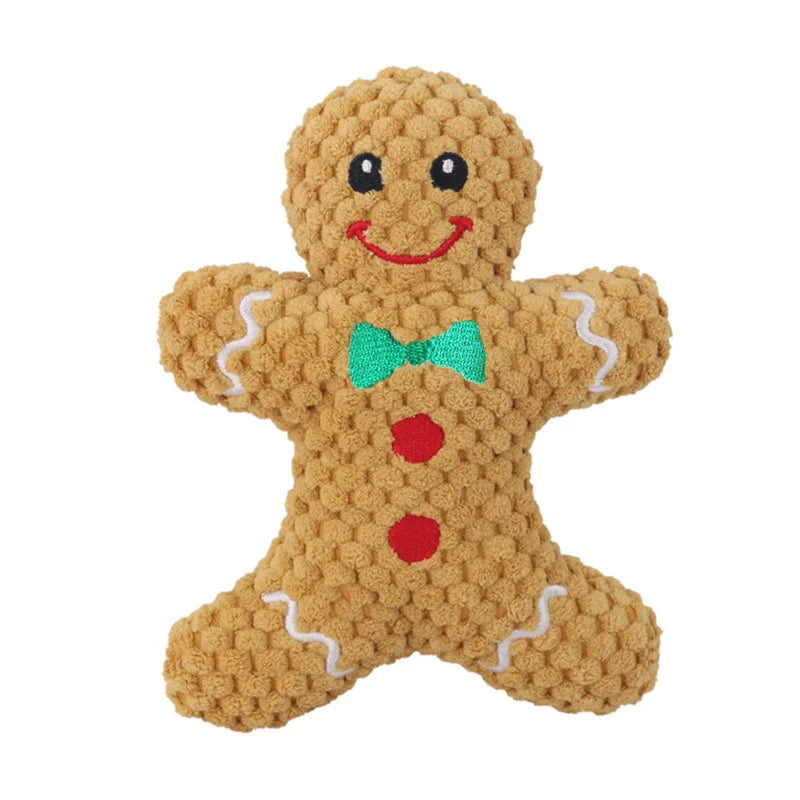 Xmas Pet Dog Plush Noise Chewing Toy Santa Elk Gingerbread Man Donut Cat Dog Christmas Series Cartoon Dog Toy Plush Squeak Toy - V.I.P Digital Presence