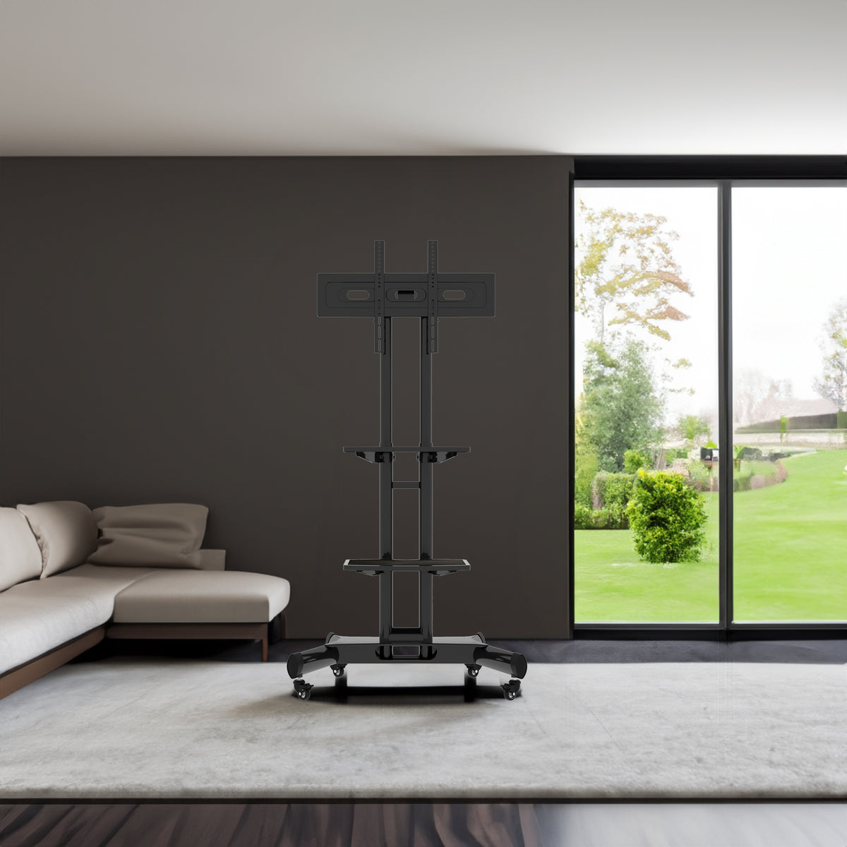 FANCO Universal Rotating TV Stand, suitable for 32-80 inch TVs, adjustable tilt height, maximum VESA 600x400mm (black) - V.I.P Digital Presence