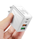 Cargador de teléfono PD QC3.0+2.4A Tipo-c con 2 USB de carga rápida