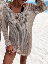Openwork Tie Neck Cover-Up - V.I.P Digital Presence
