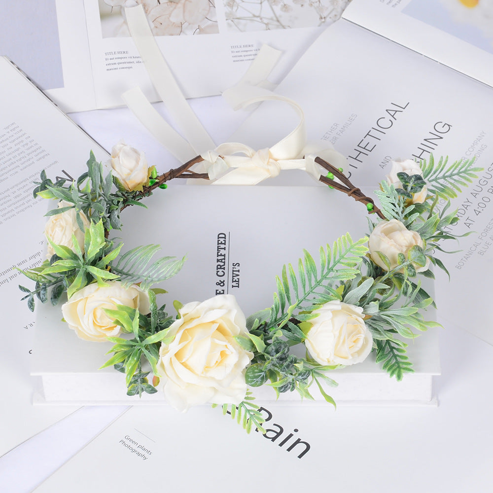 Vine wreath fake flower headdress Bohemian tourism vacation simulation flower crown - V.I.P Digital Presence
