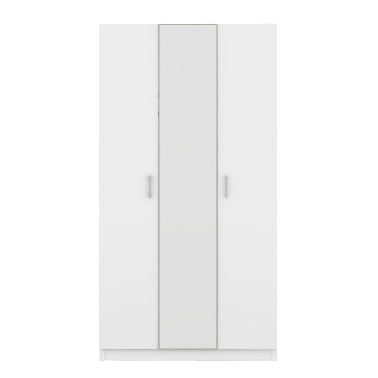 3 Door Wardrobe with Mirror, Armoire with Hanging Rod and 3 Fixed Shelves,White - V.I.P Digital Presence