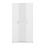 3 Door Wardrobe with Mirror, Armoire with Hanging Rod and 3 Fixed Shelves,White - V.I.P Digital Presence