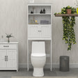Over The Toilet Rack 2 -Tier Toilet Bathroom Spacesaver Storage Shelf with 2 Doors Wood Storage Organizer Cabinet - V.I.P Digital Presence