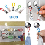 Pegs Household 5 Tea Towel Hanging Clips Clip On Hooks Loops Hand Towel Hangers Hanging Clothes Pegs Kitchen Bathroom Organizer - V.I.P Digital Presence