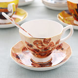 British Luxe Saucer and Spoon Afternoon Tea Cup with Van Gogh Oil Painting Design, Bone China Coffee Cup, Creative Souvenir Ceramic Mug - V.I.P Digital Presence