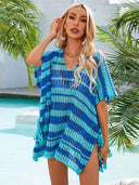 Tassel Openwork Striped V-Neck Cover Up - V.I.P Digital Presence