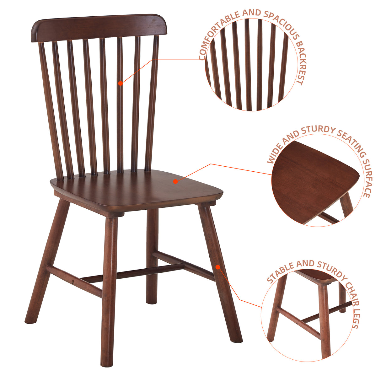 4 dining chairs, walnut wood, rubberwood material, dining chairs, solid wood chairs, solid wood dining table chairs - V.I.P Digital Presence