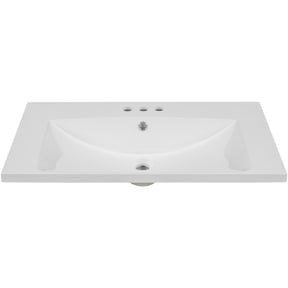 30" Single Bathroom Vanity Top with White Basin  3-Faucet Holes  Ceramic White - V.I.P Digital Presence