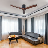 52" YUHAO Farmhouse Rustic Ceiling Fan without Light - Matte Black with Solid Wood Blade - V.I.P Digital Presence