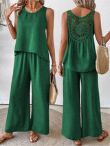 Fashionable Solid Color Back Hollow Lace Set - V.I.P Digital Presence