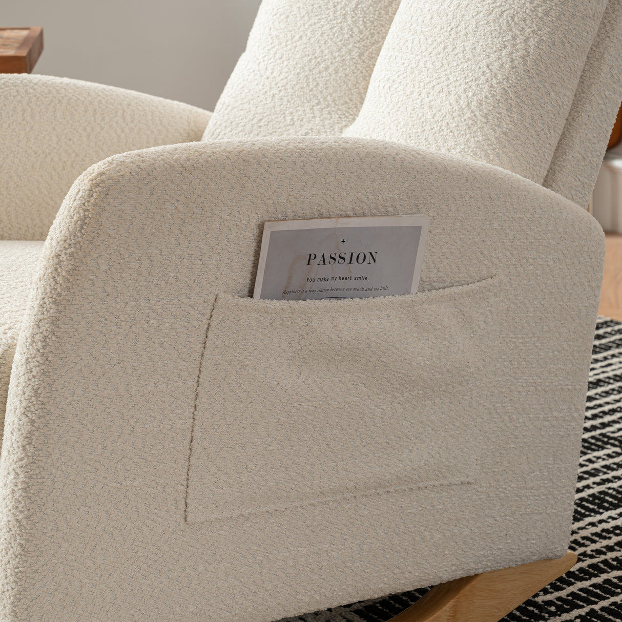 Accent Rocking  Chair with Footrest High Back Rubber Wood Rocking Legs Bedroom Living Space - V.I.P Digital Presence