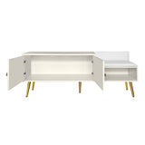 Modern Shoe Storage Bench with Hidden Storage and Upholstered Cushions for Bedside, Living Room and Entryway ((Antique White) - V.I.P Digital Presence