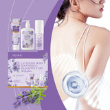 Set de fragancia calmante corporal de lavanda. Set de cuidado de la piel hidratante suave.