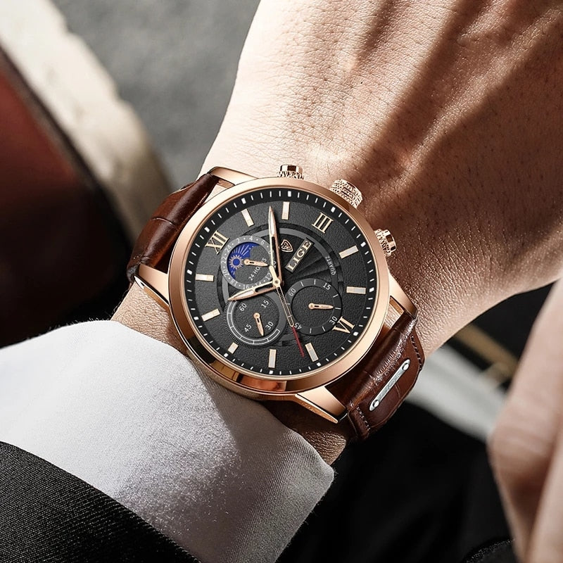 LIGE Men's Watches Top Brand Luxury Men Wrist Watch Leather Quartz Watch Sports Waterproof Male Clock Relogio Masculino+Box - V.I.P Digital Presence
