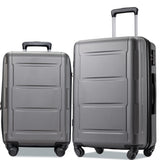 Expanable Spinner Wheel 2 Piece Luggage Set ABS Lightweight Suitcase with TSA Lock 20inch+24inch Dark Gray + Plastic