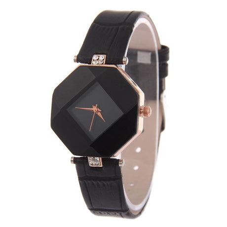 Women Watches Gem Cut Geometry Crystal Leather Quartz Wristwatch Fashion Dress Watch Ladies Gifts Clock Relogio Feminino 5 color - V.I.P Digital Presence