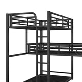 L-shaped Metal Triple Twin Size Bunk Bed, Black - V.I.P Digital Presence