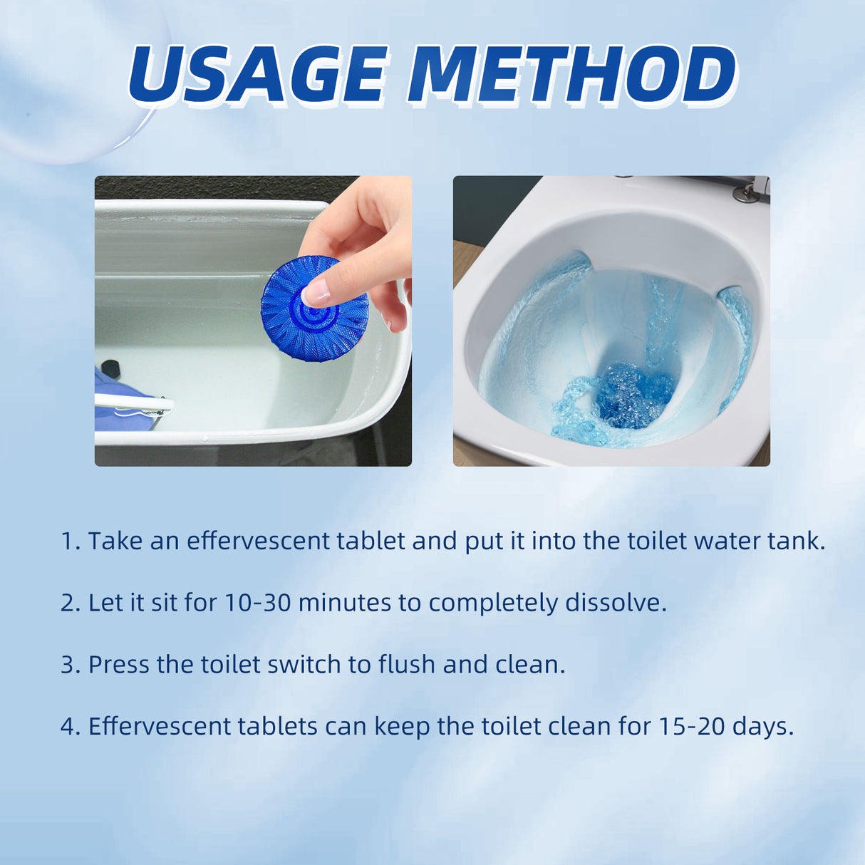 Automatic Toilet Bowl Cleaner, Household Descaling Deodorizing Deodorizing Odors Fresh Toilet Cleaning Block - V.I.P Digital Presence