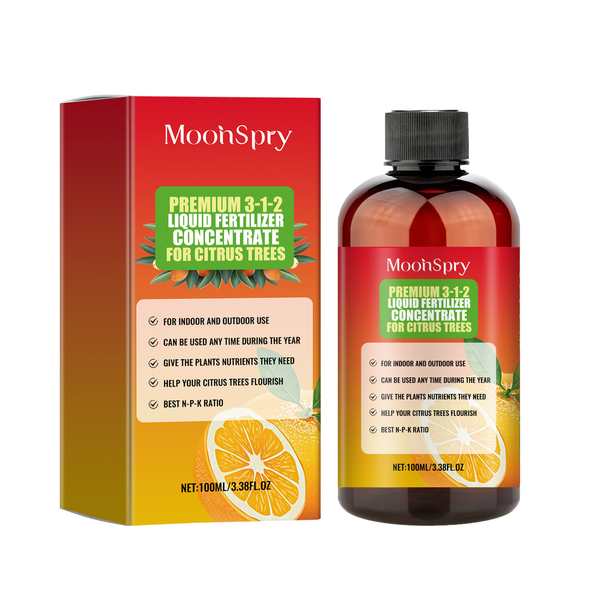 Premium 3-1-2 Liquid Fertilizer Concentrate For Citrus Trees, Orange Fruit Tree Plant Root Green Leaf Beauty Fruit Growth Nutrient Solution - V.I.P Digital Presence