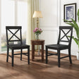 Roshan Farmhouse Acacia Wood Dining Chairs, Black (Set of 2) - V.I.P Digital Presence