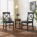 Roshan Farmhouse Acacia Wood Dining Chairs, Black (Set of 2) - V.I.P Digital Presence
