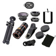 10 in 1 Kits 12x Zoom Telephoto Lens Fish eye Lens Wide Angle Macro Lenses Cell Phone Mobile Tripod - V.I.P Digital Presence