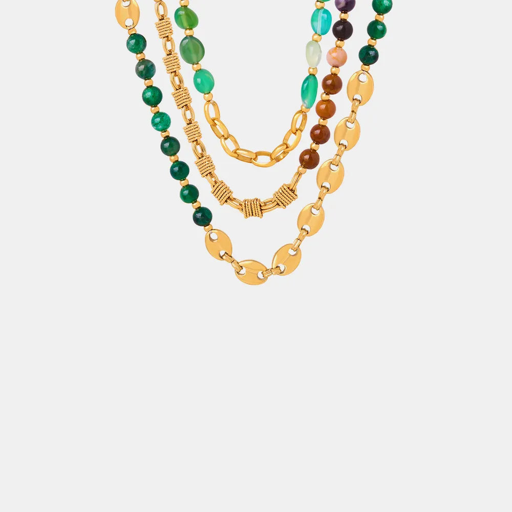Agate bead chain design with titanium steel gold-plated necklace - V.I.P Digital Presence