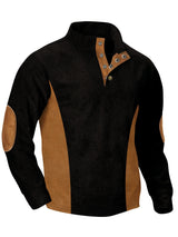 European men's casual stand up collar long sleeved corduroy sweatshirt with pit stripe - V.I.P Digital Presence