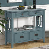 36'' Farmhouse Pine Wood Console Table Entry Sofa Table with 4 Drawers & 1 Storage Shelf ( Blue) - V.I.P Digital Presence