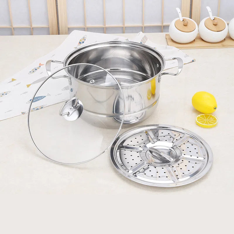 Stainless steel cookware set of 18 pieces household kitchen set soup pot set 16-26cm cutlery set pot set - V.I.P Digital Presence