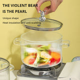 Small Bear Soup Bowl, Large Household New High Beauty Salad Bowl, Instant Noodle Bowl with Cover, Double Ear Glass Pot - V.I.P Digital Presence