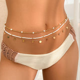 Stacked chain tassel star moon rhinestone waist chain sexy butterfly women's imitation pearl body chain - V.I.P Digital Presence