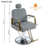 Advanced reclining hair salon chair with heavy-duty hydraulic pump, 360 ° rotation, maximum weight capacity of 400 pounds, Gray - V.I.P Digital Presence
