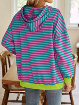 Loose casual striped hooded sweatshirt - V.I.P Digital Presence