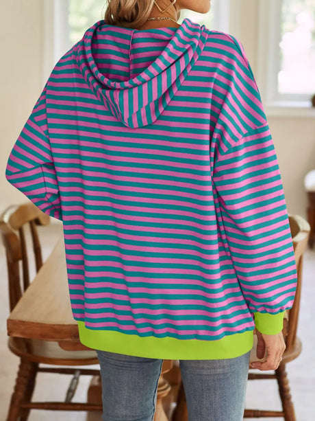 Loose casual striped hooded sweatshirt - V.I.P Digital Presence