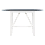 TOPMAX 3-Piece Wood Counter Height Drop Leaf Dining Table Set with 2 Upholstered Dining Chairs for Small Place White+Gray