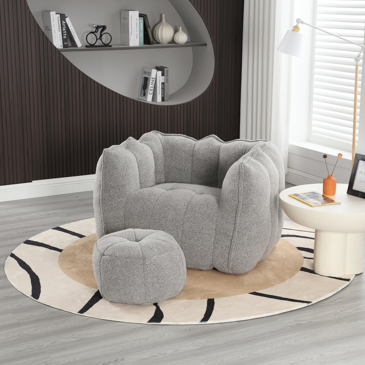 Soft Bean Bag Chair with High Resilient Foam(Chips)for living room and bedroom,Comfortable Square Lazy Sofa with Footstool - V.I.P Digital Presence