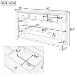 Retro Design Console Table with Two Open Shelves, Pine Solid Wood Frame and Legs for Living Room (Antique White) - V.I.P Digital Presence