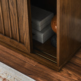 Medieval side panel with 2 sliding doors and solid wood decorative strips, storage cabinet - V.I.P Digital Presence
