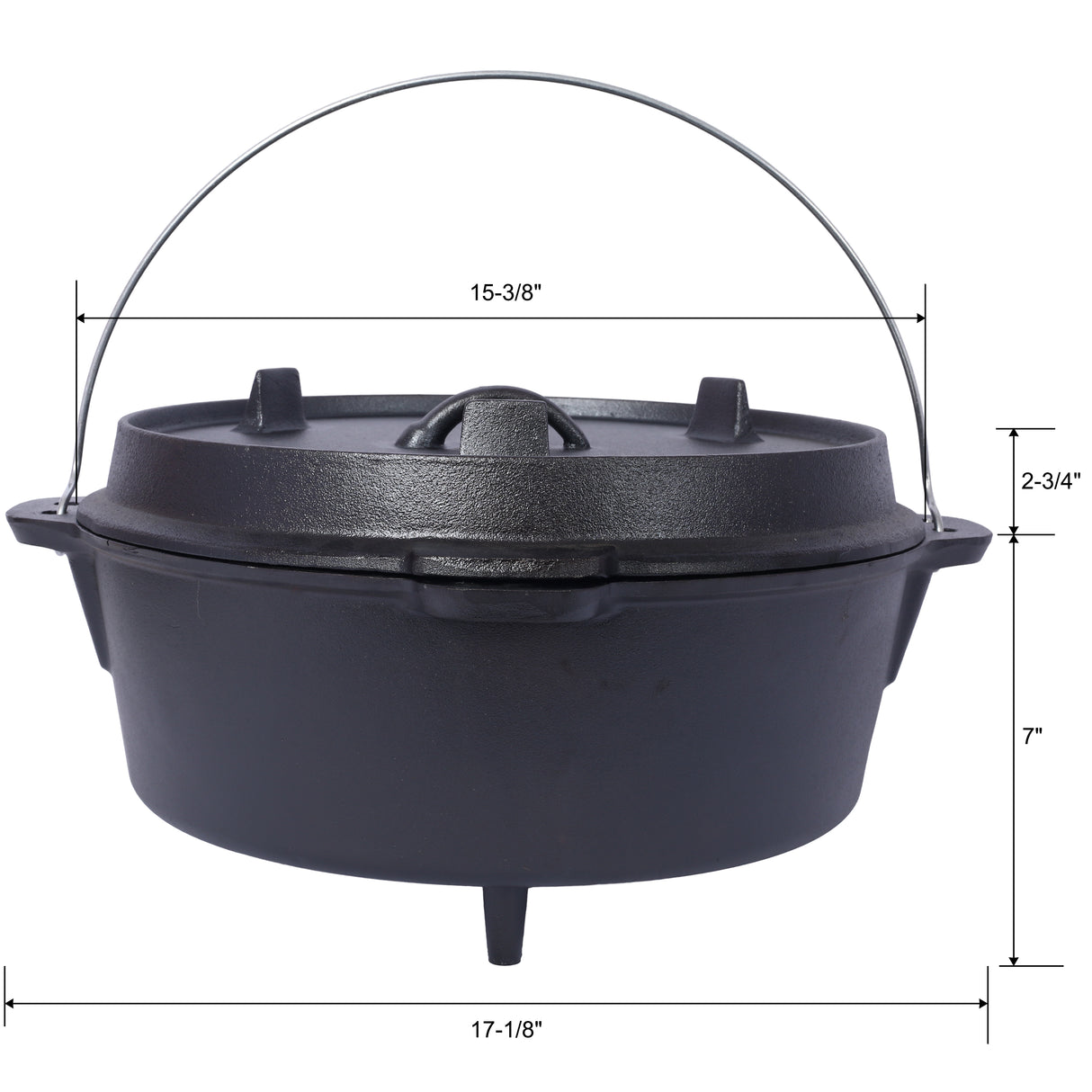 ast iron Dutch oven with lid, outdoor camping deep pot, used for camping, cooking, barbecue and leg rest,  12 Quart - V.I.P Digital Presence