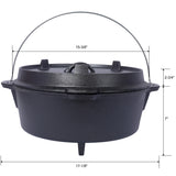 ast iron Dutch oven with lid, outdoor camping deep pot, used for camping, cooking, barbecue and leg rest,  12 Quart - V.I.P Digital Presence