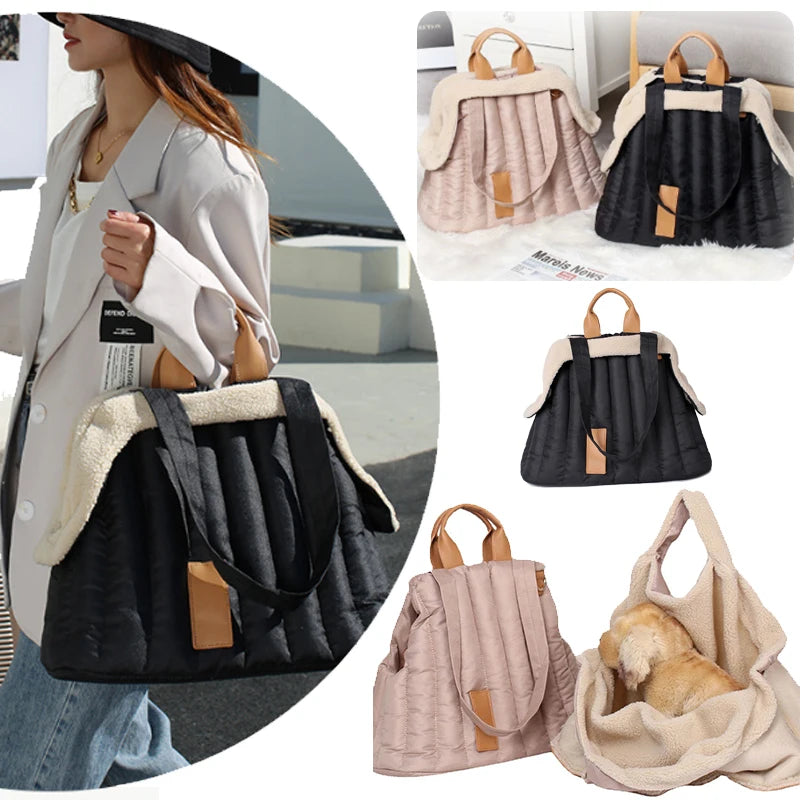 Pet Dog Bag Is Portable and Comfortable for Travel Luxury Handbag Winter Warm Removable Velvet Handbag Accesorios Para Perros - V.I.P Digital Presence