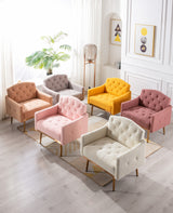 COOLMORE modern style armchair, plush decorative fabric armchair with golden metal legs (white teddy bear) - V.I.P Digital Presence