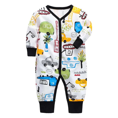 Newborn Footed Pajamas Zipper Girl and Boy Romper Long Sleeve Jumpsuit Cotton Solid White Fashion 0-24 Months Baby Clothes - V.I.P Digital Presence