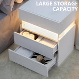 LED bedside table, bedroom, three drawers, dressing table, acrylic board, bedside furniture (white) - V.I.P Digital Presence